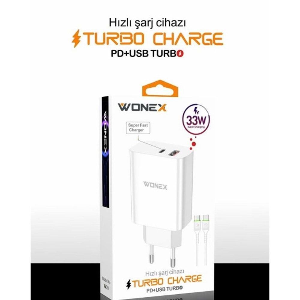 Wonex 33W W20 Pd+ Usb Super Fast Turbo Şarj Cihazı