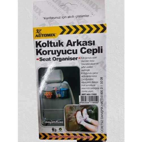 Automıx Koltuk Arkası Koruyucu Cepli Şeffaf