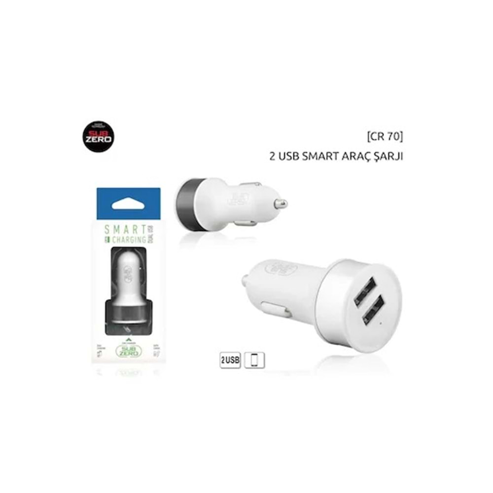 Subzero CR70 2.1A Çift Çıkışlı Araç Şarj Başlığı